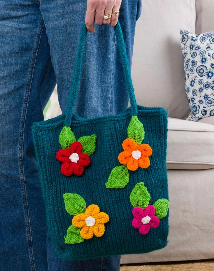 Knit Floral Tote